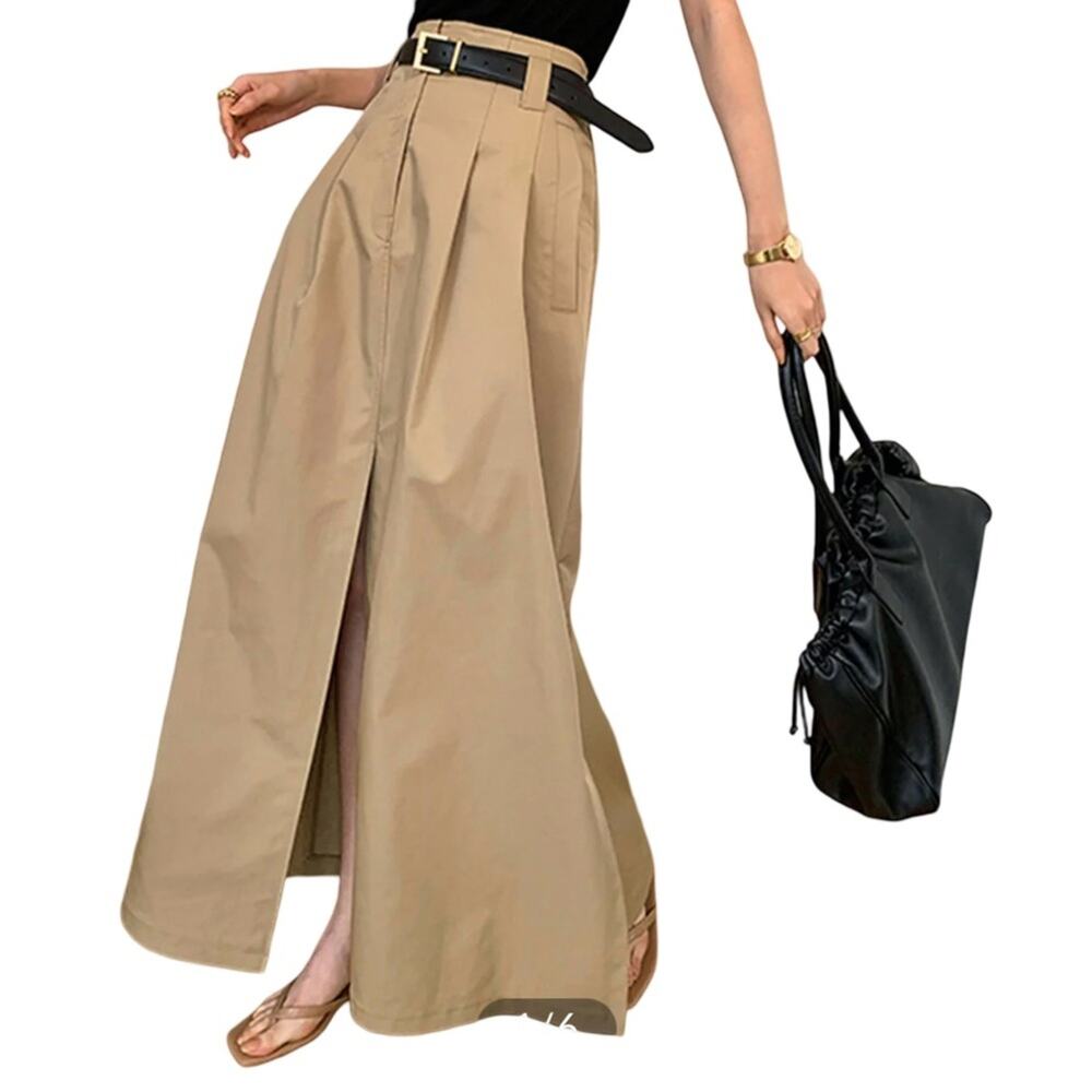 NEW Commense women's Oversized Khaki Cotton Split Maxi - SIZE XL